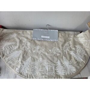 Rachel ashwell farmhouse Slimline tree skirt velvet tan rustic new 48 inch
